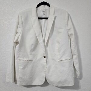 J.‎ Crew Women's Ivory White Linen Blend One Button Blazer Jacket Size 20